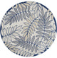 8' X 8' Ivory And Navy Round Floral Non Skid Indoor Outdoor Area Rug