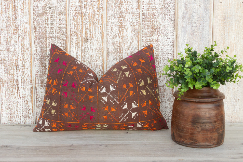 Kiara Antique Indian Folk Lumbar Pillow