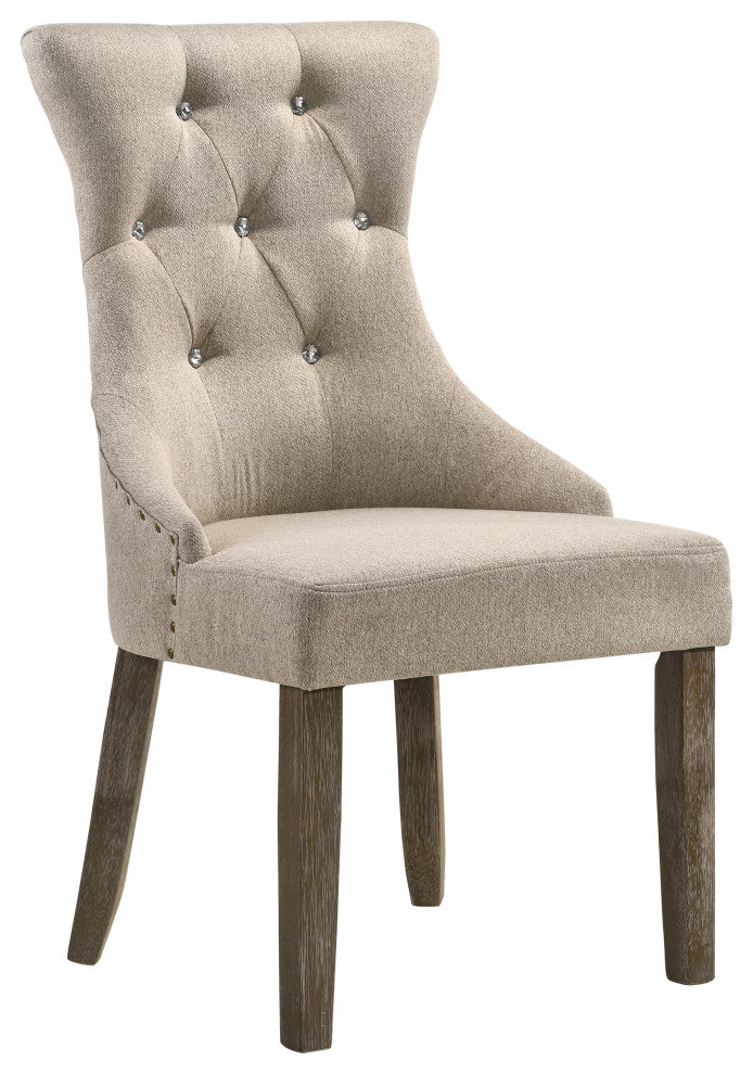 ACME Gabrian Dining Chair, Set of 2, Fabric and Reclaimed Gray