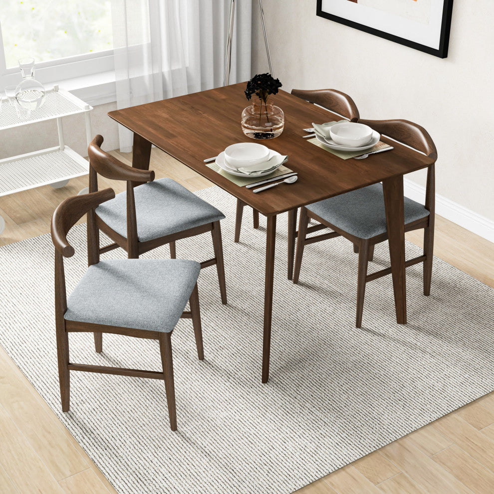 Abbott Mid-Century Modern Solid Wood Walnut Dining Table, W 29.5" X L 47" X H 29"