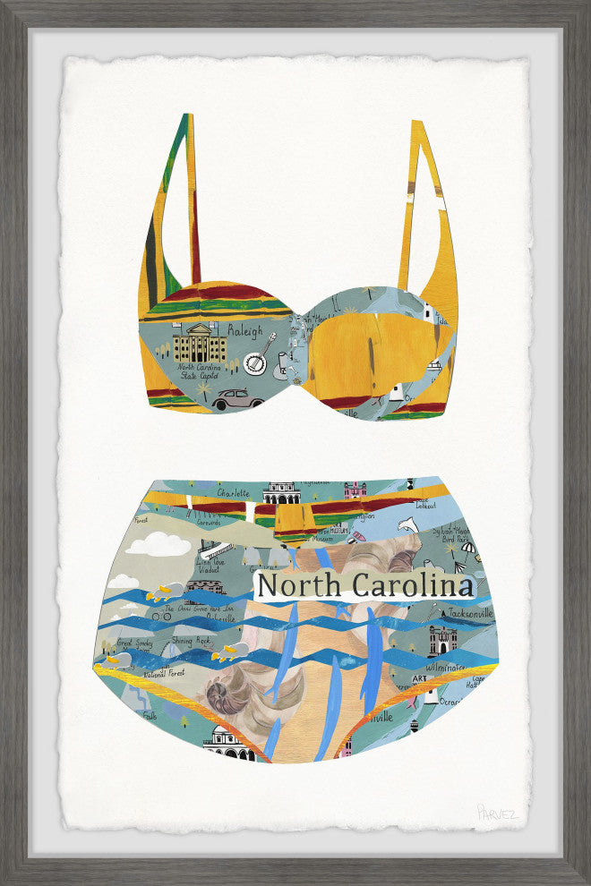"North Carolina Bikini" Framed Painting Print, 12x18