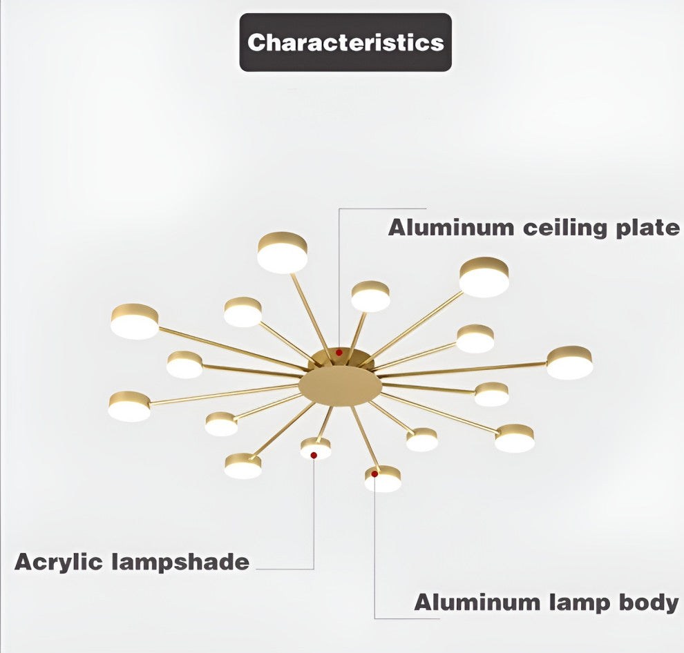 Buchs | Floral shaped LED Ceiling Chandelier, Gold, 8 Heads