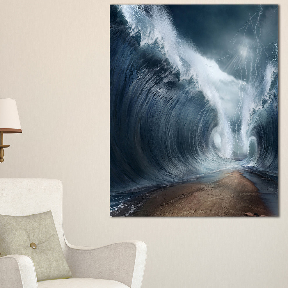 "Waves over the Parted Sea Path" Canvas Print