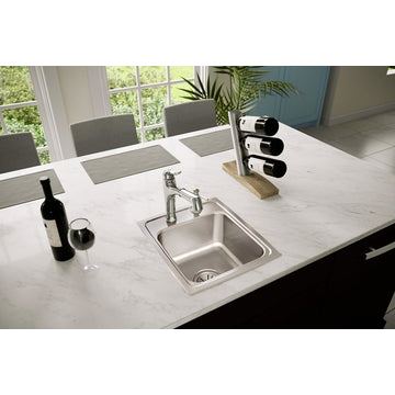 Elkay 15" Bowl Drop-In 18 Gauge Stainless Steel Bar/Prep Kitchen Sink, LR15172