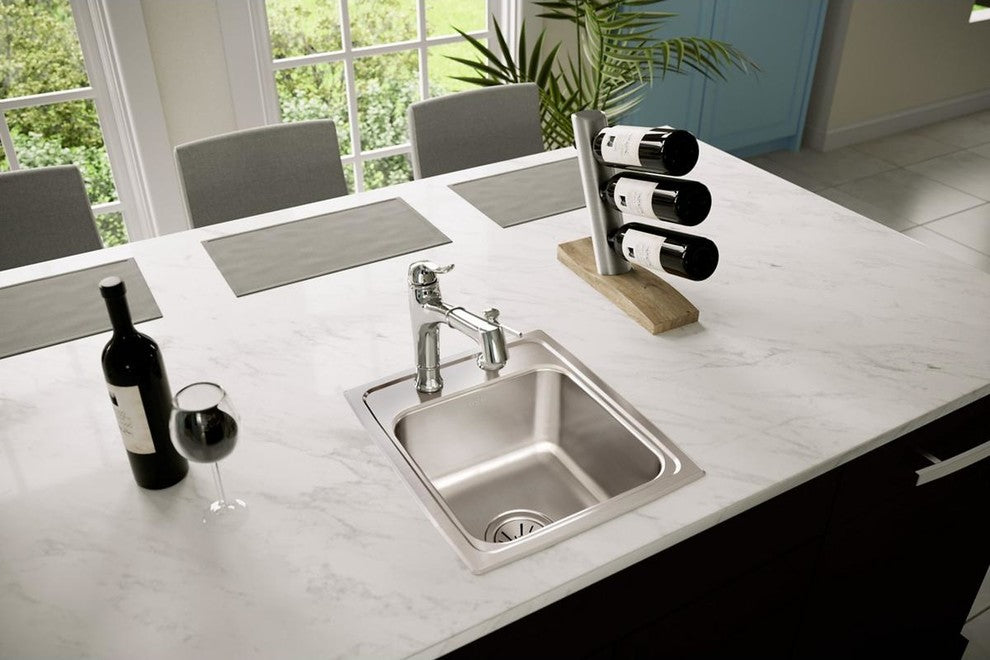 Elkay 15" Bowl Drop-In 18 Gauge Stainless Steel Bar/Prep Kitchen Sink, LR15172