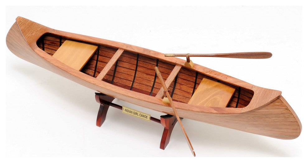 HomeRoots Indian Girl Canoe Boat Model Sculpture