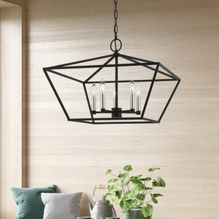 Devone 5 Light Black With Brushed Nickel Accents Chandelier