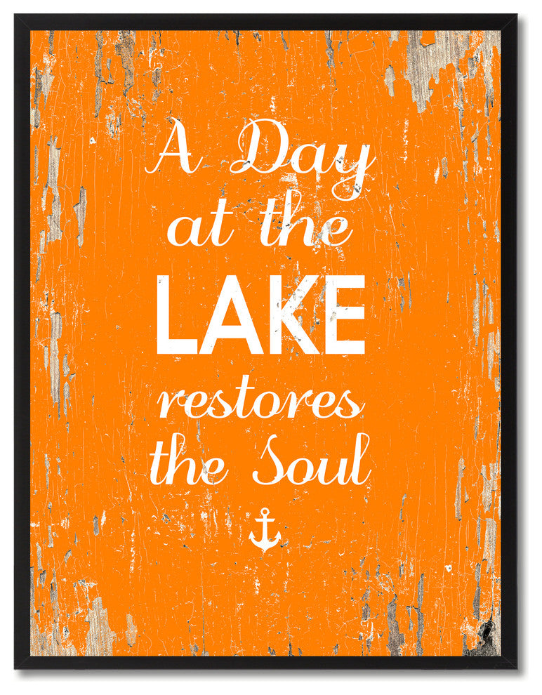 At The Lake Restores The Soul Inspirational, Canvas, Picture Frame, 13"X17"