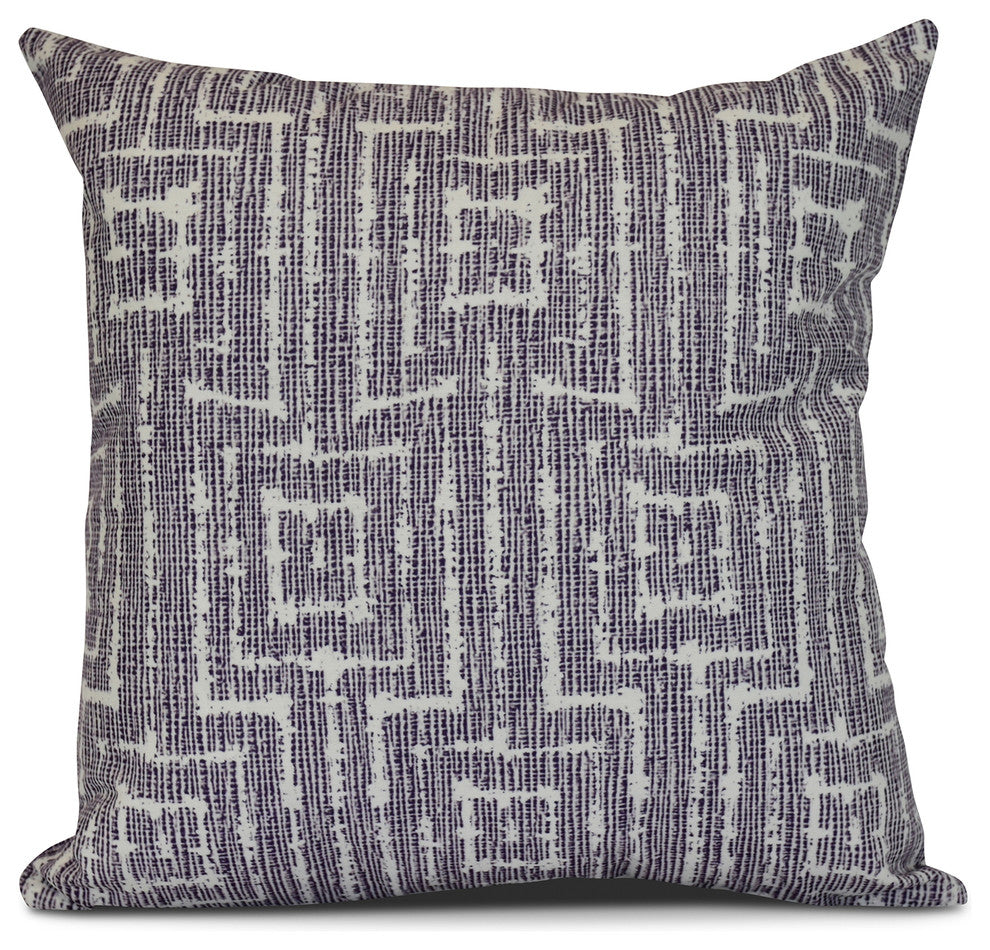 20x20", Woven Tiki, Geometric Print Outdoor Pillow, Purple