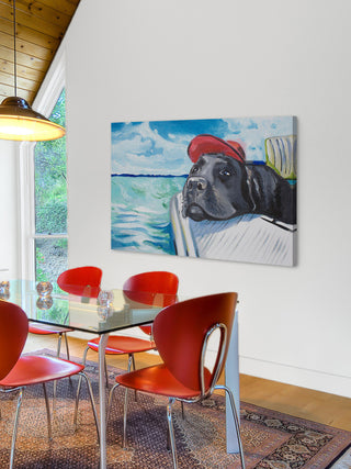 "Sailing Lab" Painting Print on Wrapped Canvas, 36"x24"