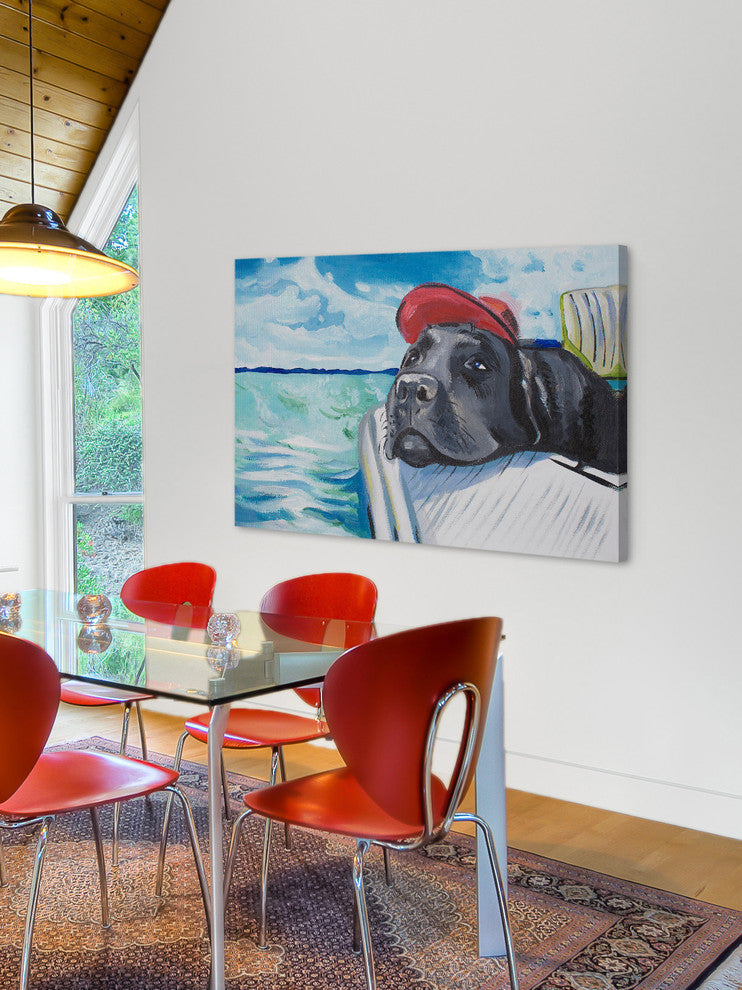 "Sailing Lab" Painting Print on Wrapped Canvas, 36"x24"