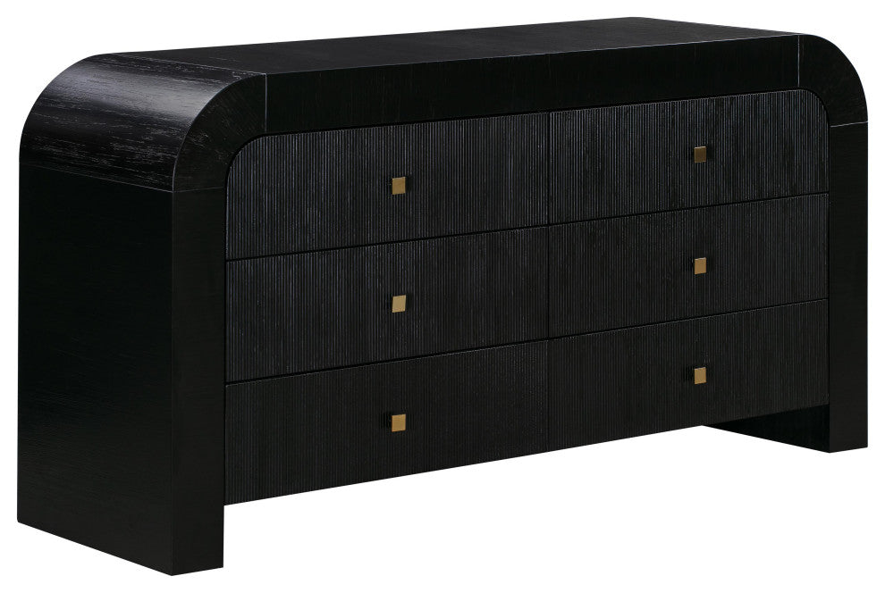 Hump 6 Drawer Black Dresser