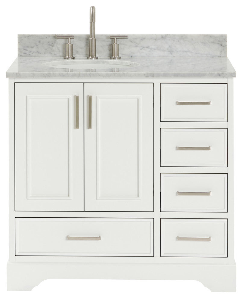 Ariel Stafford 37" Single Left Offset Oval Sink Bathroom Vanity