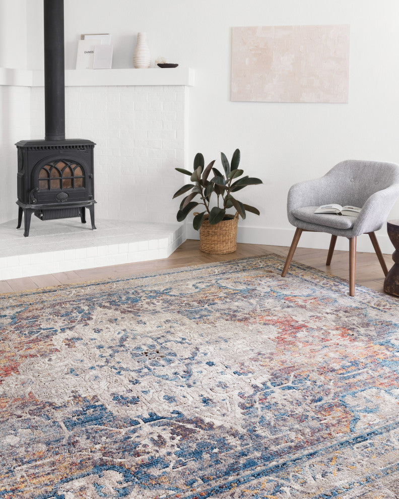 Polyester Pile Dante Area Rug by Loloi II, Multi/Stone, 1'6"x1'6" Sample Swatch