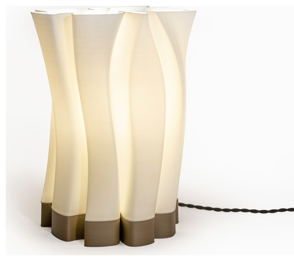 Flame 13.5" Bohemian Plant-Based PLA Dimmable LED Table Lamp, White/Brown