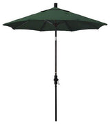 7.5' Bronze Collar Tilt Lift Fiberglass Rib Aluminum Umbrella, Sunbrella, Forest Green