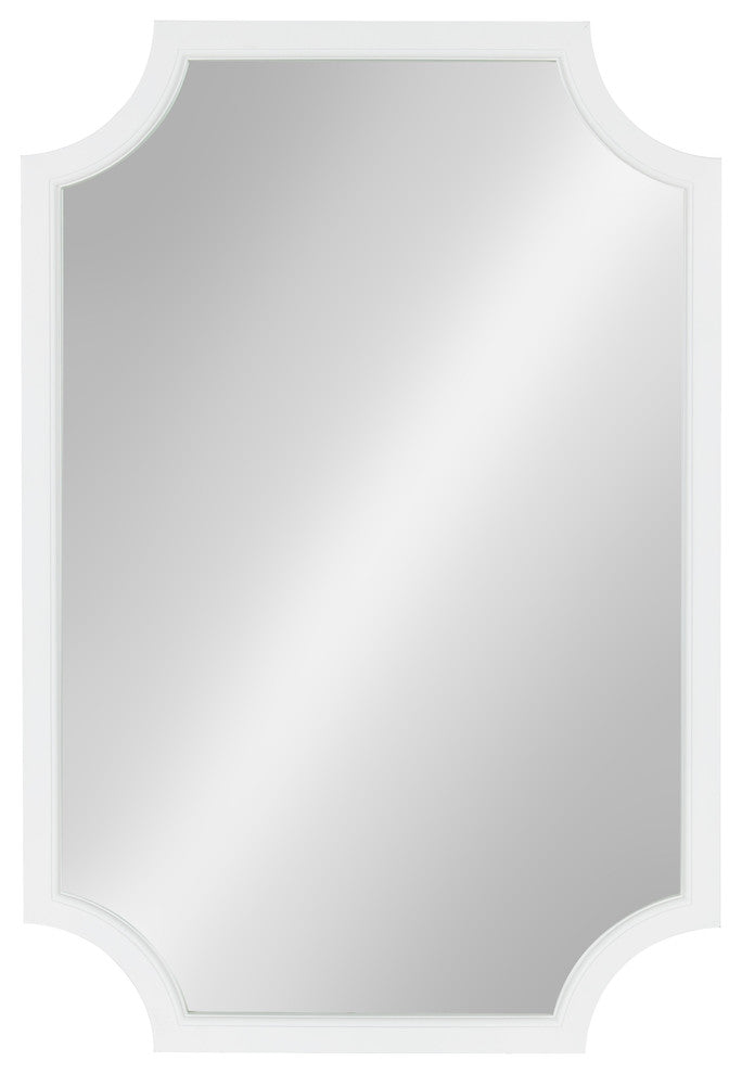Kate and Laurel, Hogan Wood Framed Mirror With Scallop Corners, 24 x 36", White