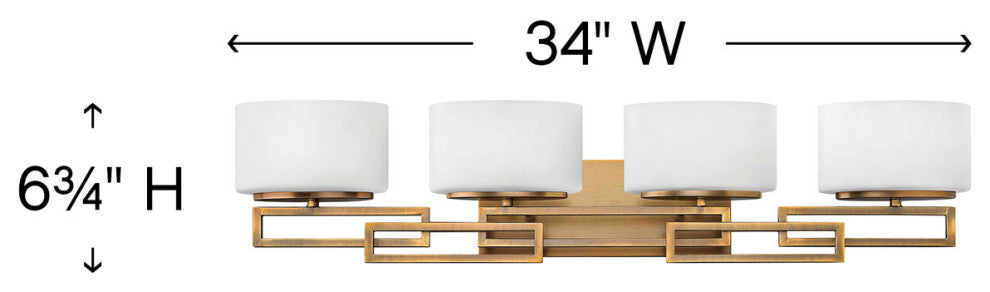 Hinkley Lanza Large Four Light Vanity, Brushed Bronze