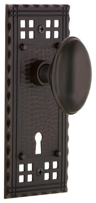 Craftsman Plate Privacy Homestead Knob, Timeless Bronze