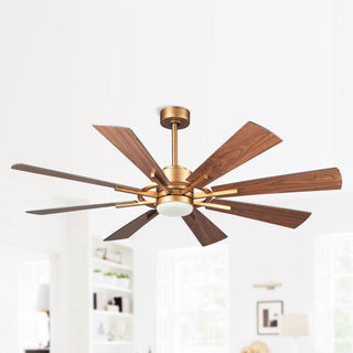 60" Indoor/Outdoor Windmill 8-Blade Gold Ceiling Fan with Remote and DC Motor