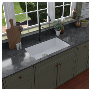 Karran QU-812 Undermount 32.5" Large Single Bowl Quartz Sink Kit, Black