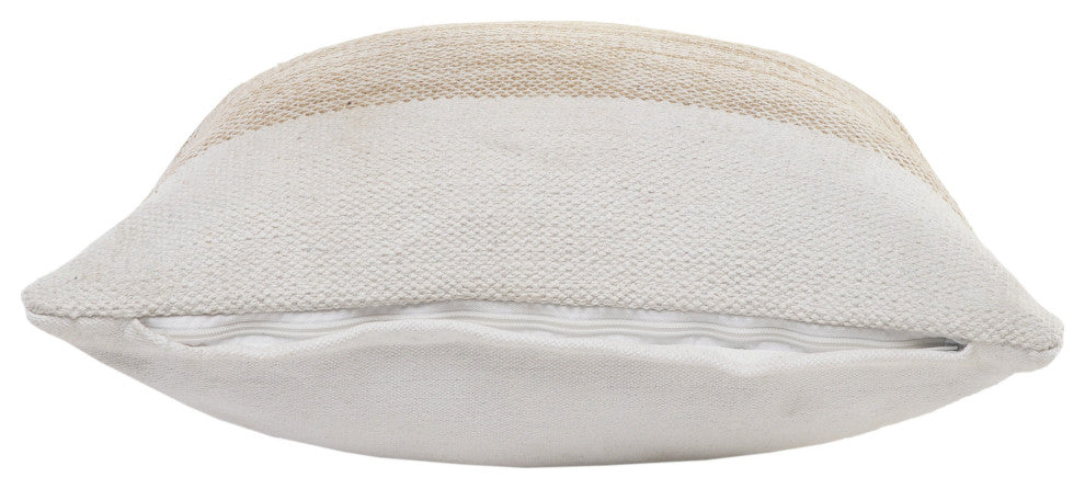 Ivory and Jute Striped Throw Pillow