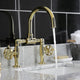 Belknap Style Wheel Handle Bridge Bathroom Faucet With Drain, Polished Brass
