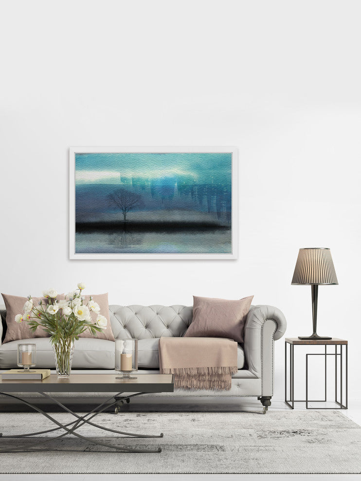 "Mystic Teal" Framed Painting Print, 24"x16"