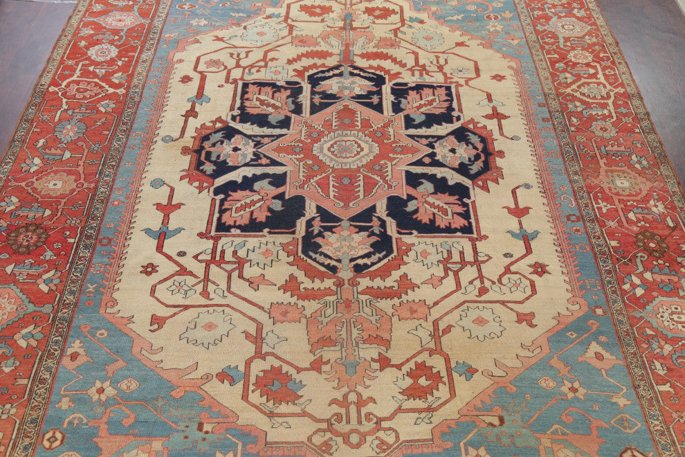 Consigned, Antique Handmade Faded Traditional Persian Area Rug, Green, 11x15