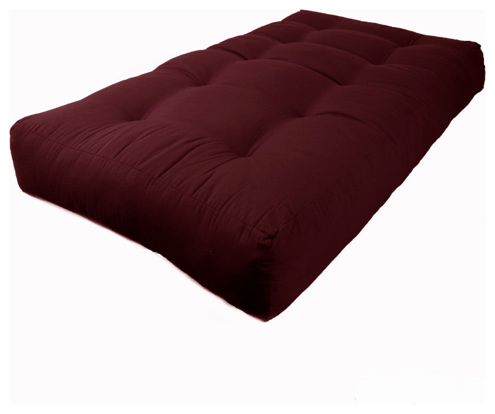 Blazing Needles Renewal 9" Twill Twin Futon Mattress, Burgundy