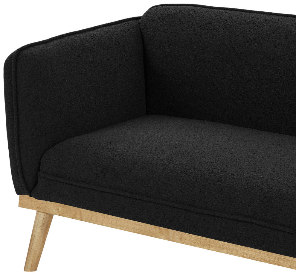 Nolita Boucle Fabric Upholstered Loveseat, Black