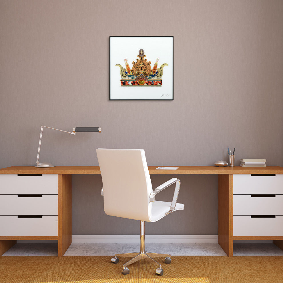 "Crowns" Printed Wall Art Glass Encased With Black Anodized Aluminum Frame