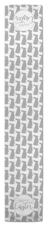 Gray Happy Easter Bunny Silhouettes 16x72 Table Runner