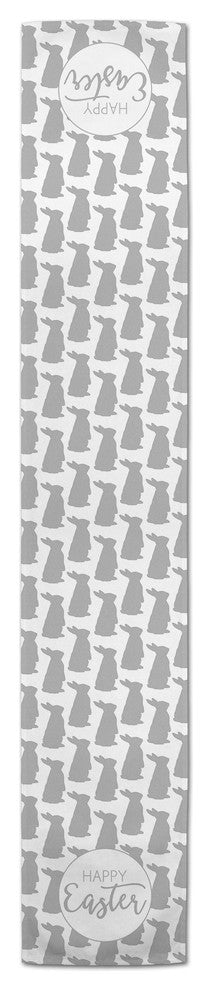 Gray Happy Easter Bunny Silhouettes 16x72 Table Runner