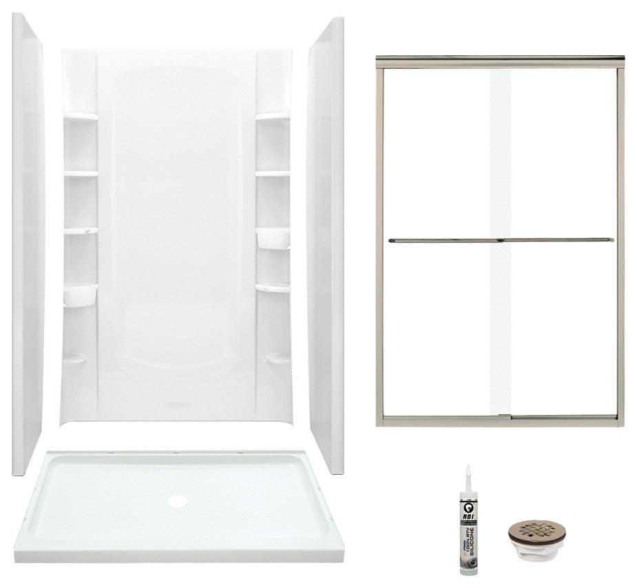 Sterling Store+ Vikrell Center Drain Alcove Shower Kit 72"x24"x48", White