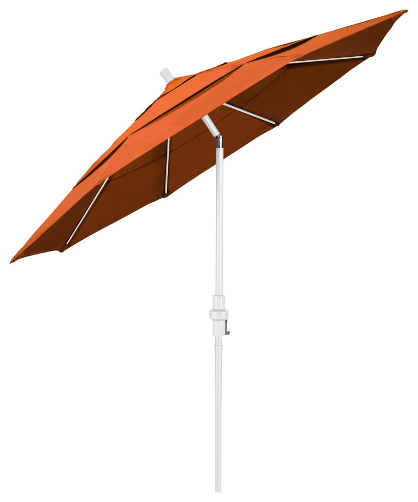11' Matted White Collar Tilt Lift Fiberglass Rib Aluminum Umbrella, Pacifica, Tuscan