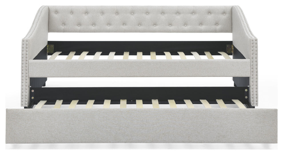 Gewnee Twin Size Daybed With Twin Size Trundle Upholstered Tufted Sofa Bed