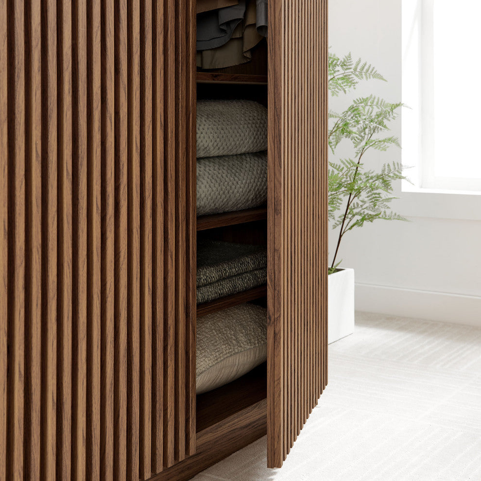 Render 2-Door Wardrobe Closet, Walnut