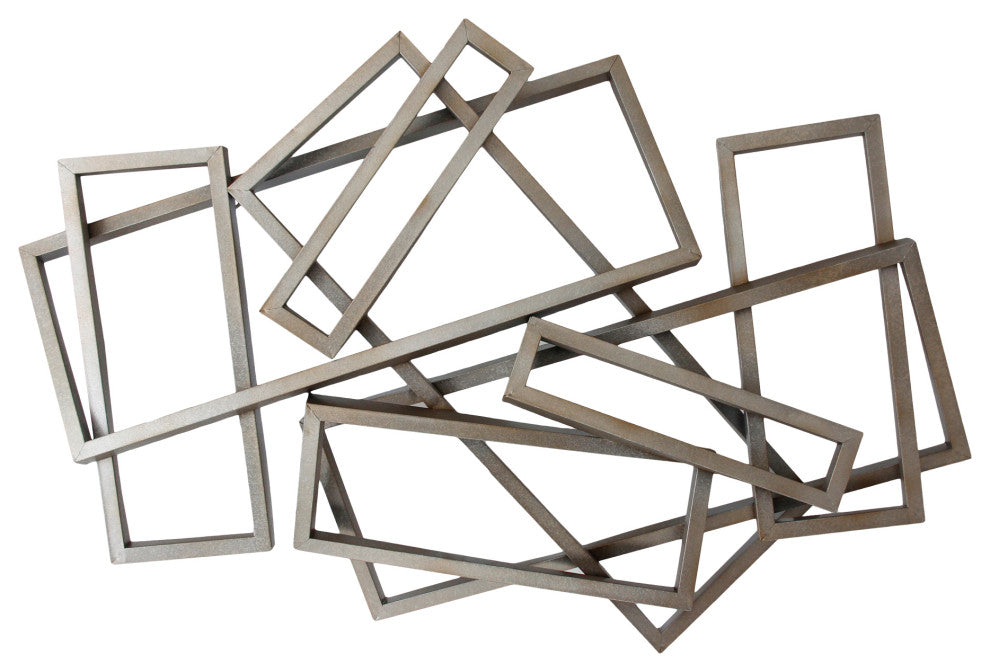 Industrial Metal Rectangles Wall Dcor - Silver