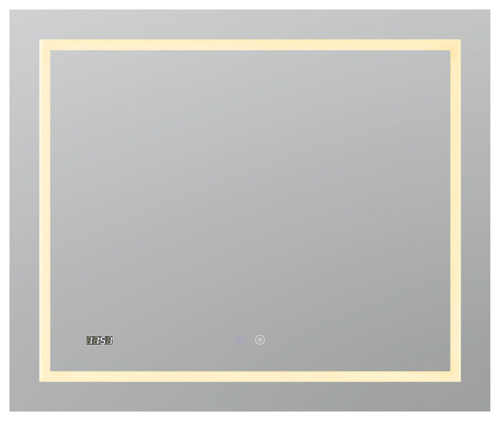 AQUADOM Daytona LED Wall-Mount Mirror Defogger Digital Clock 40"x30"x1"
