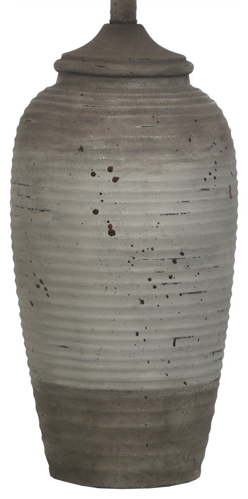 Charlotte Polyresin Table Lamp 32"H, Taupe, Speckled Finish, Sand Linen Shade