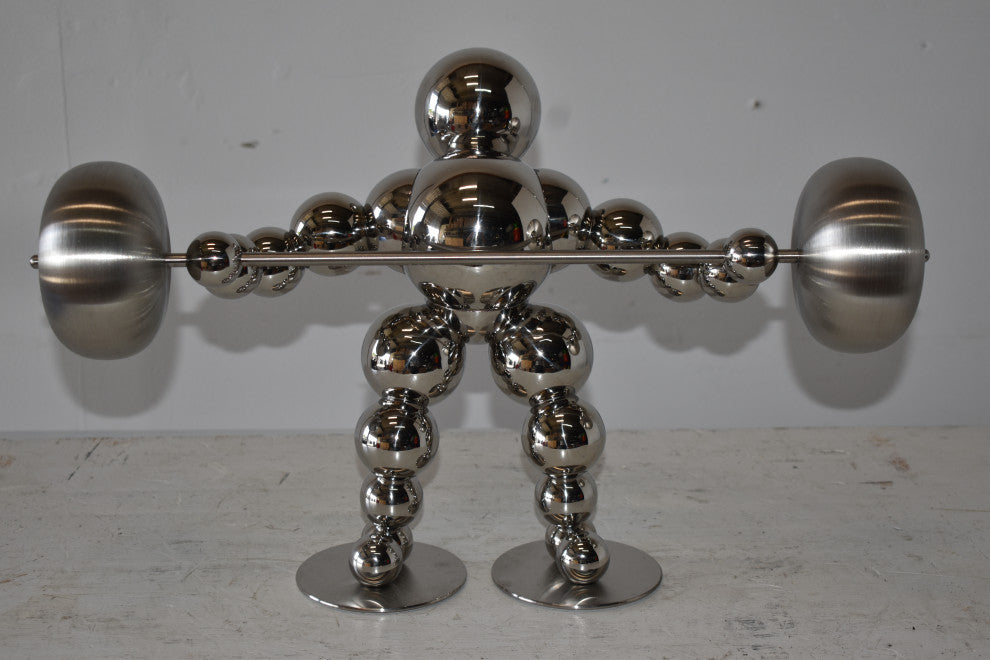 Modern Art Weightlifter Second Pull Position Chrome Statue Size: 20" x 9" x 12