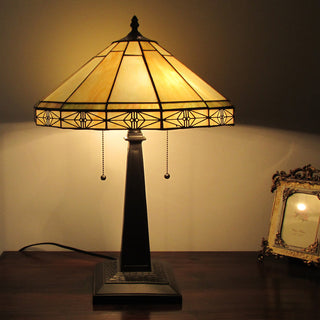 BELLE Tiffany-style 2 Light Mission Table Lamp 16inches Shade