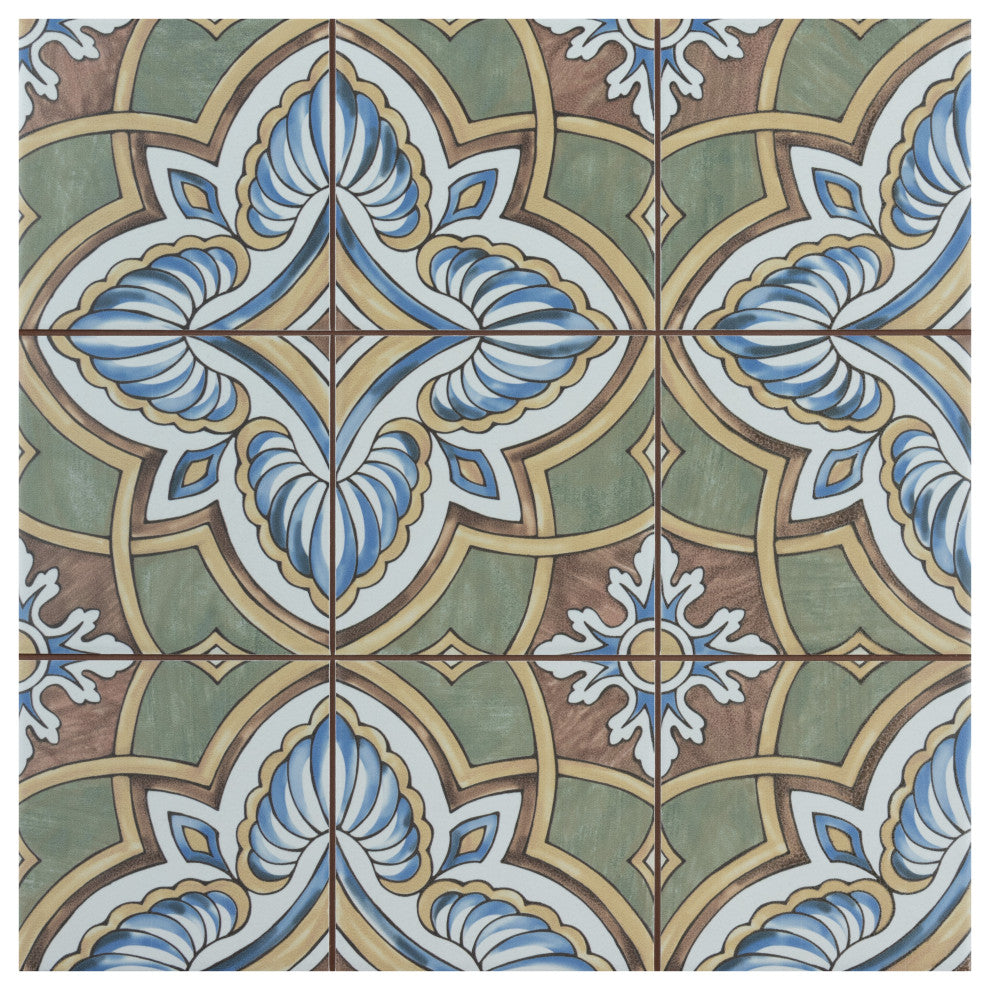Harmonia Classic Ceramic Floor and Wall Tile, Grove Green