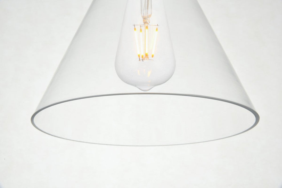 Dakota 1-Light Black Plug-In Pendant With Clear Glass