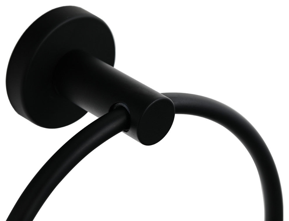 Elizabeth Wall Mounted Towel Ring in Matte Black (Set of 2)