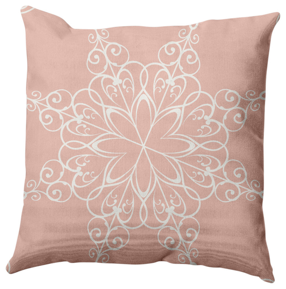Snowflake Decorative Throw Pillow, Peach, 16"x16"