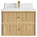 Sonoma Floating 30" Single Sink Vanity in Light Natural With 1.5" Empira Quartz
