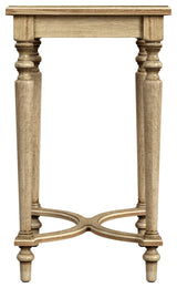 Tyler Solid Wood Inlay Accent Table, Antique Beige