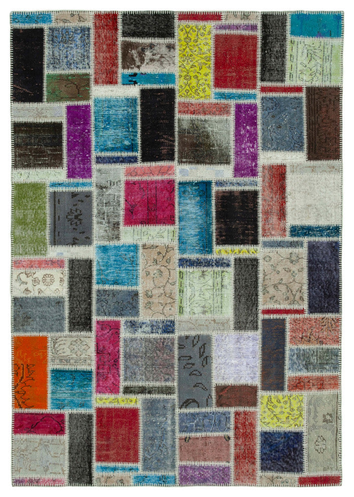 Rug N Carpet - Hand-Knotted Turkish 5' 9" x 8' 0" Vintage Patchwork Area Rug